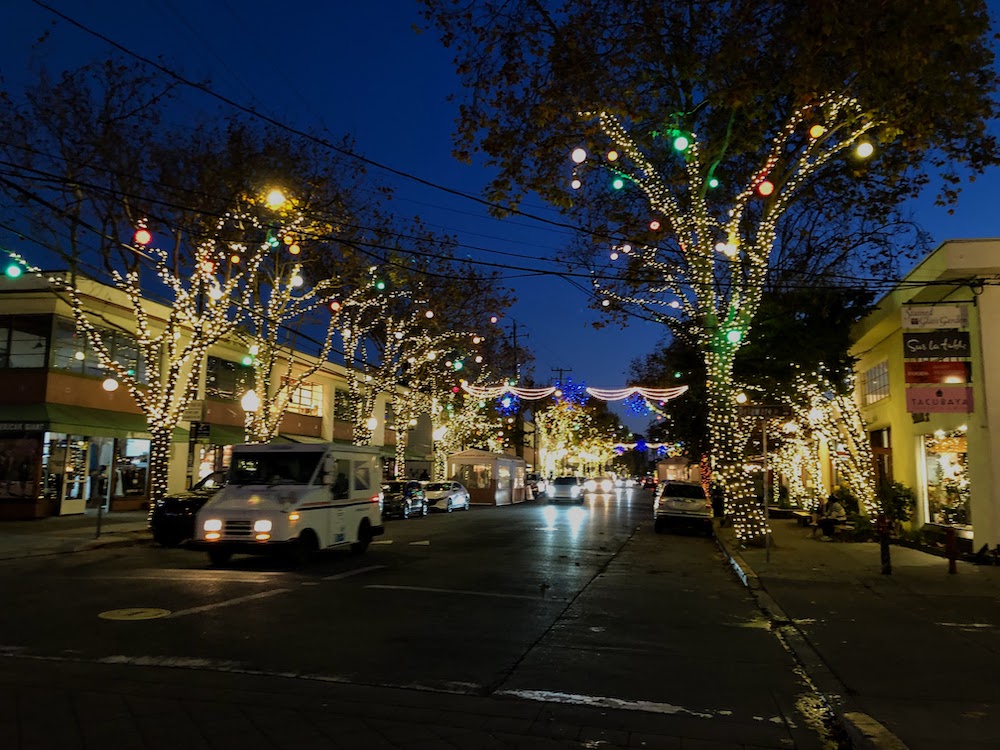See the Holiday Lights on Berkeley’s 4th Street until suburbia!